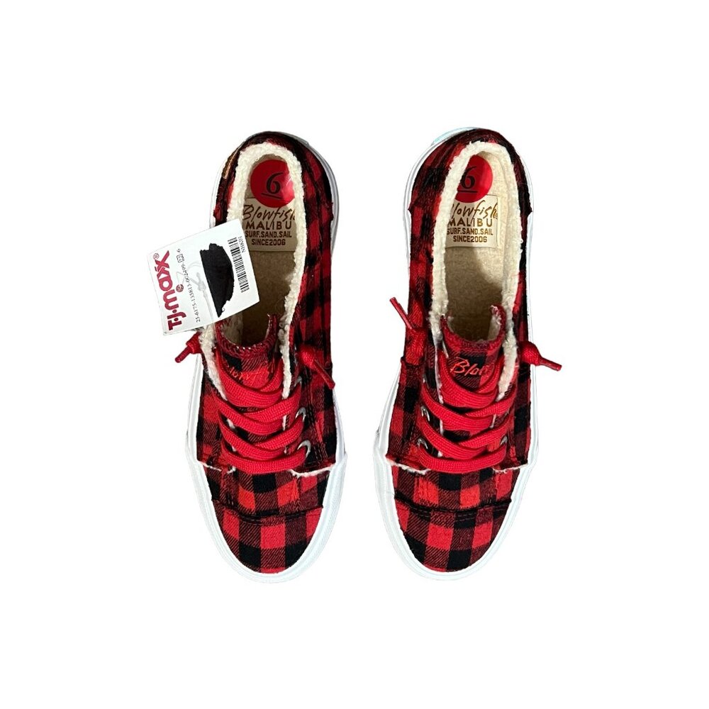 Blowfish Malibu Women's Play Sneaker - WITH RED LACES - Red Buffalo Check - NWT - Picture 8 of 11